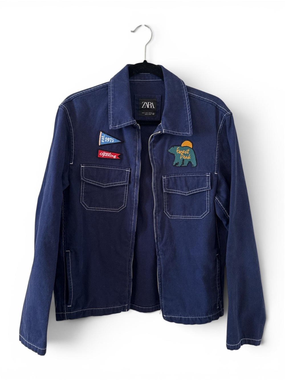 Zara Men Patchwork Utility Denim Jacket